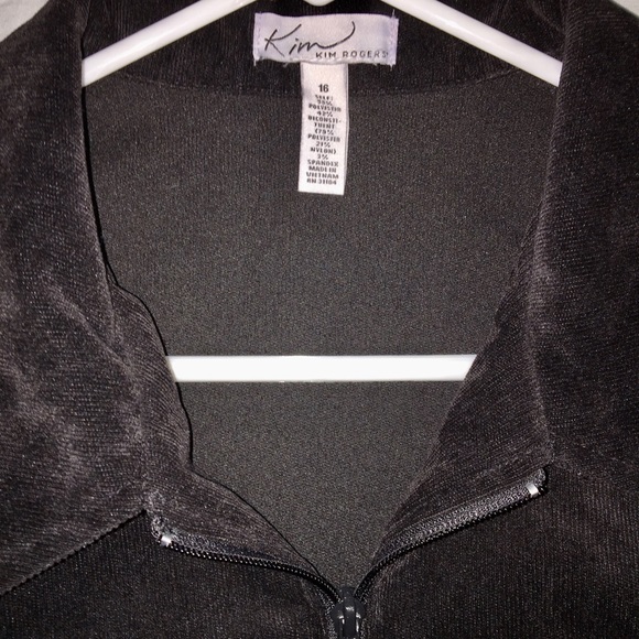 Macy’s Kim Rogers plus Sz 16 corduroy black zip-up - Picture 3 of 14